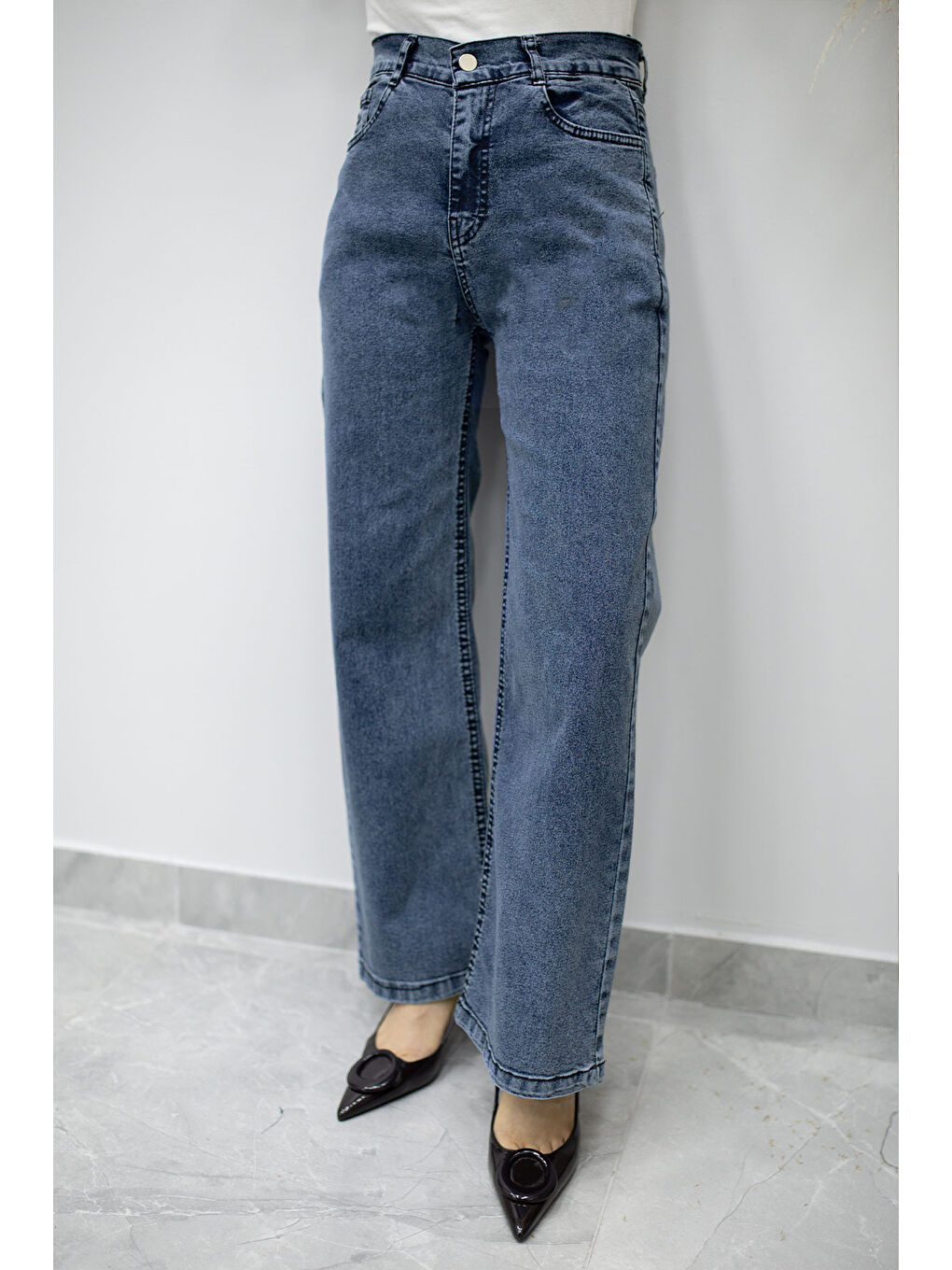 Elastanlı Cepli Jean Pantolon TSD260177 Mavi-4