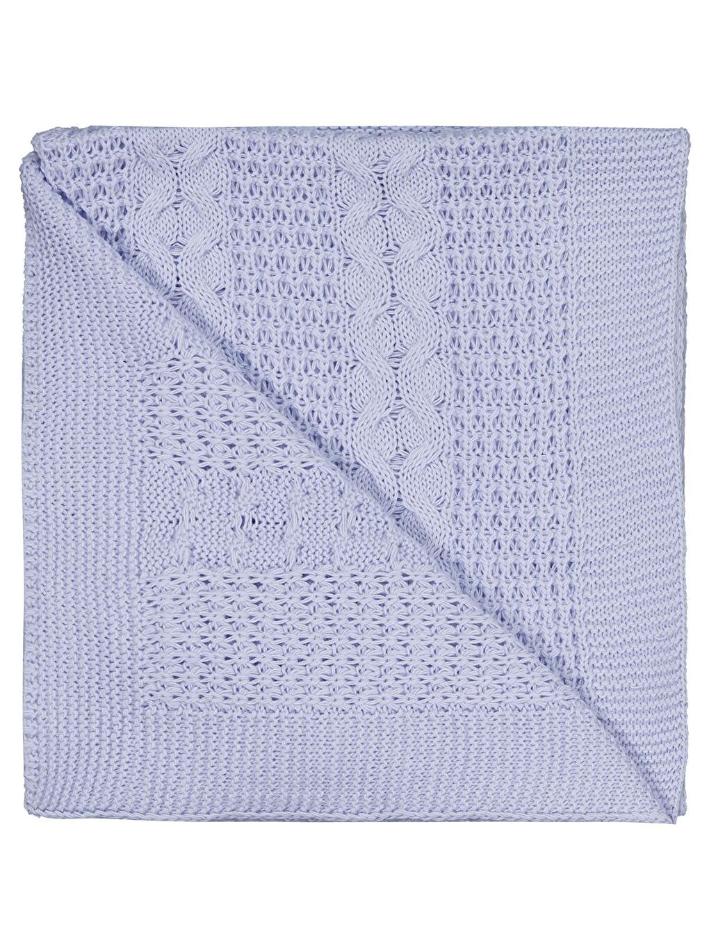 Baby Saç Örgülü Düz Battaniye - Mavi Standart