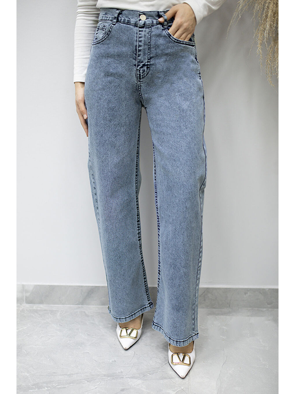 Elastanlı Cepli Jean Pantolon TSD260177 Açık Mavi-2