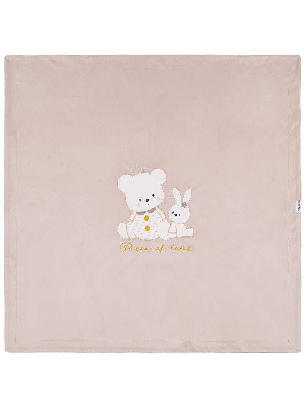 Kahverengi Kız Ayı Tavşan Nakış Battaniye - Kahve Standart