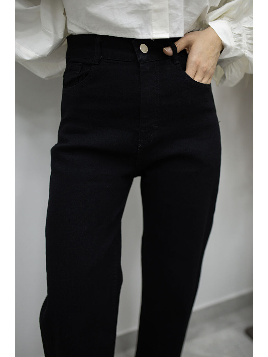 Elastanlı Cepli Jean Pantolon TSD260177 Siyah-1