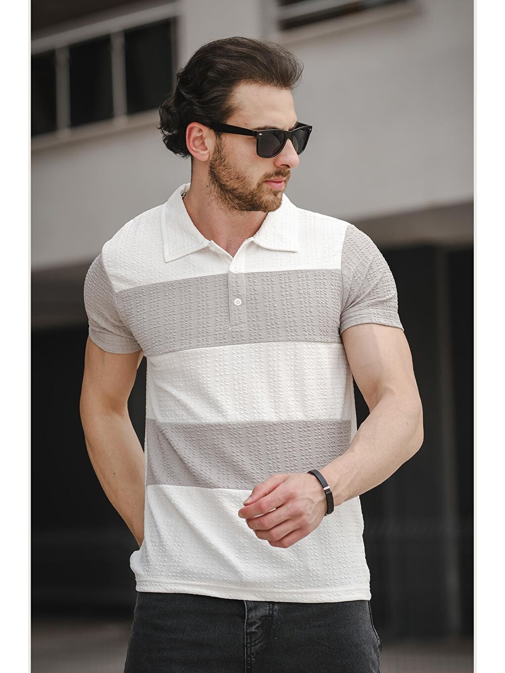 Gri Polo Yaka Kısa Kollu Erkek Tişört