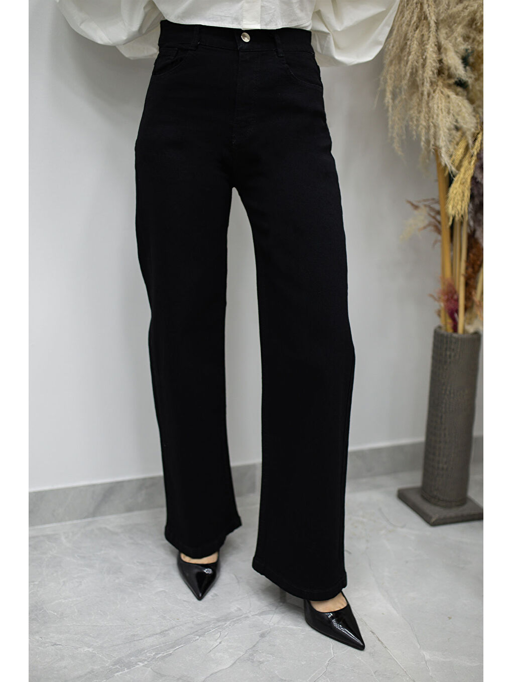 Elastanlı Cepli Jean Pantolon TSD260177 Siyah-2