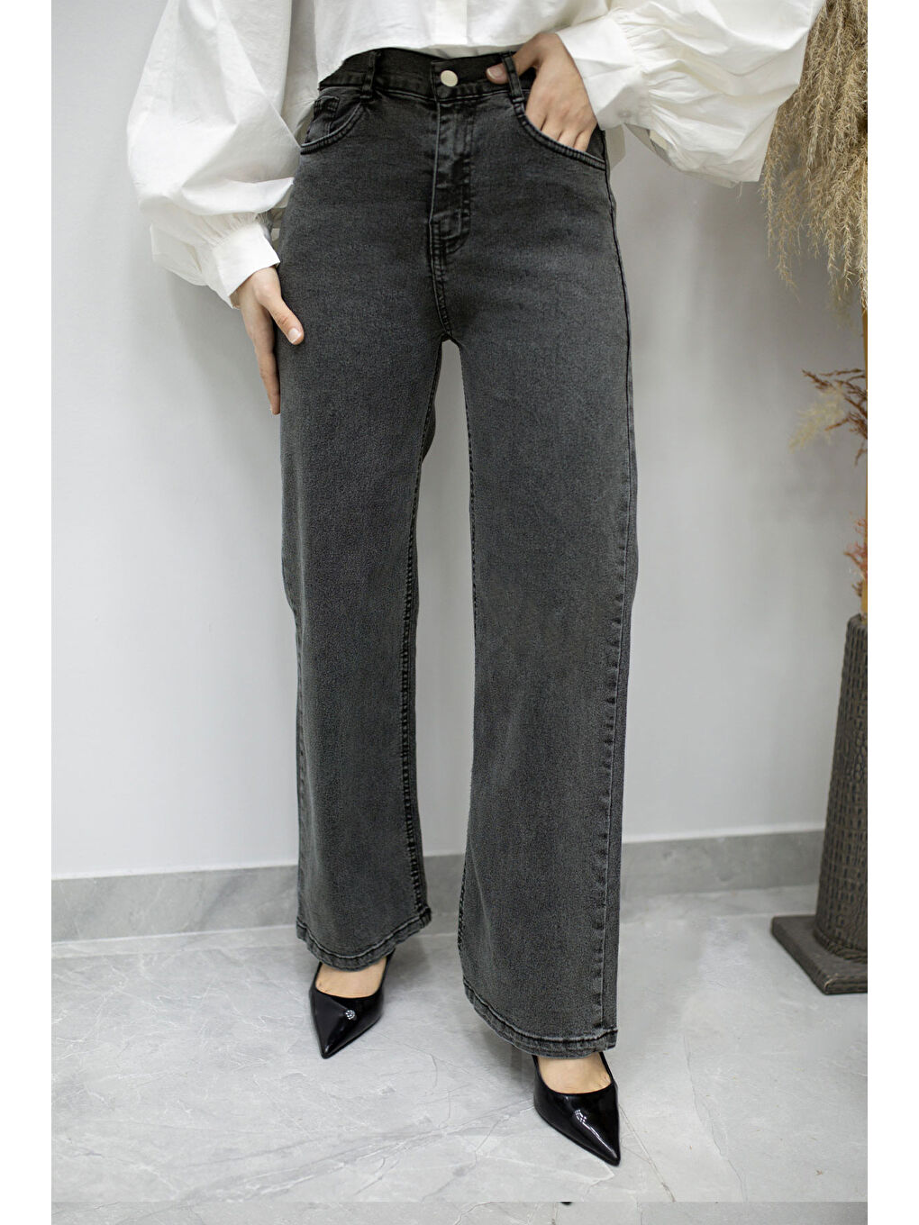 Elastanlı Cepli Jean Pantolon TSD260177 Antrasit-4