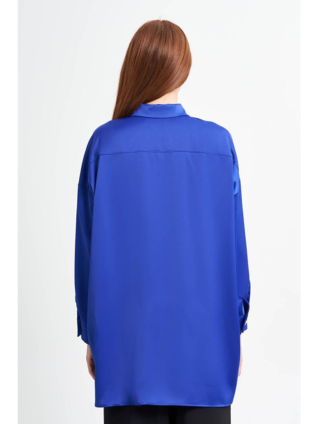 Mavi Metal Düğmeli Saks Tunik-3