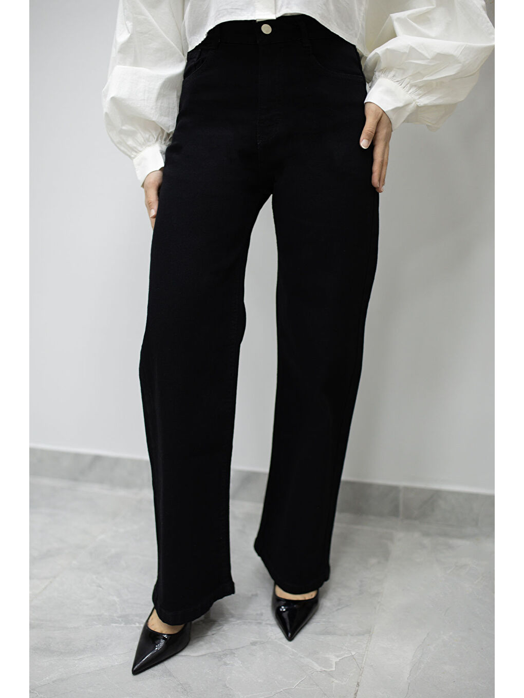Elastanlı Cepli Jean Pantolon TSD260177 Siyah-3