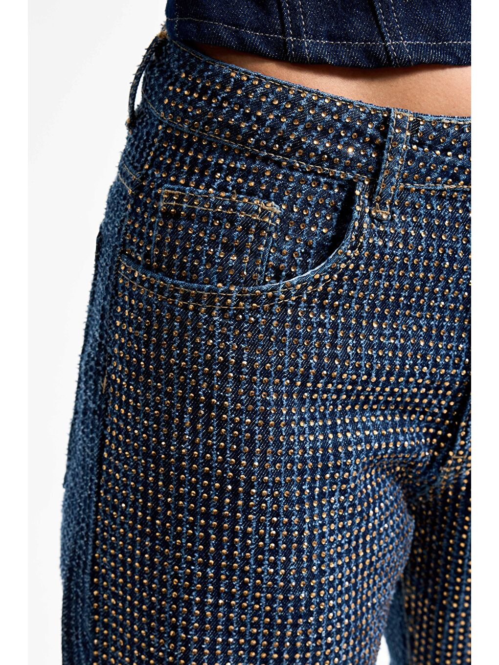 Mavi Kadın T.Kot Rengi T-1w5-7 Flare Fit Önü Parlak Taşlı Özel Tasarım Denim Jean-3