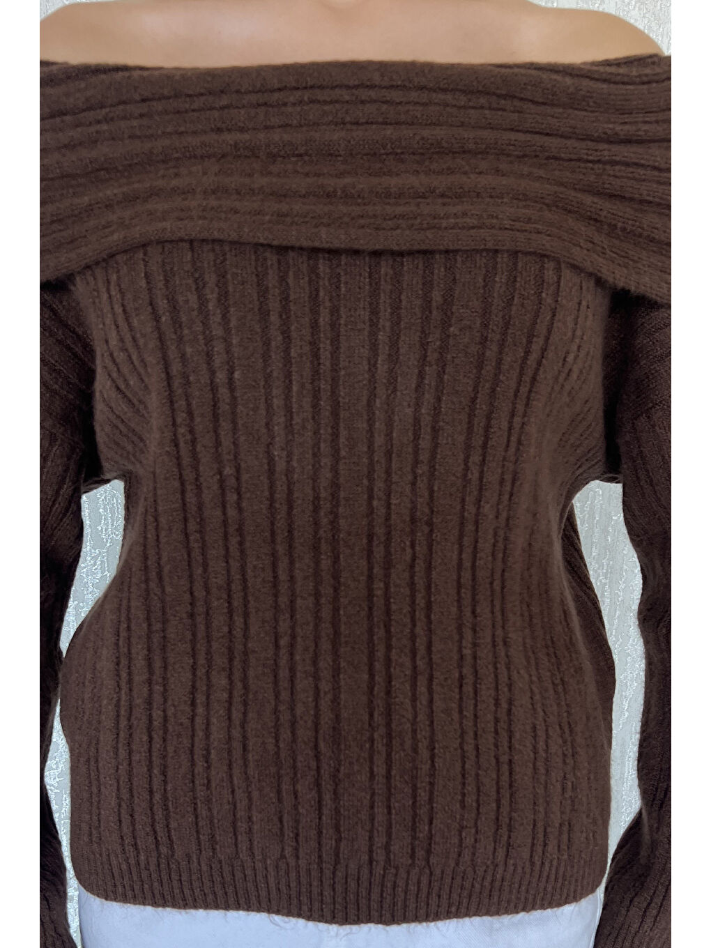Kahverengi Degaje Yaka Triko Kazak-3