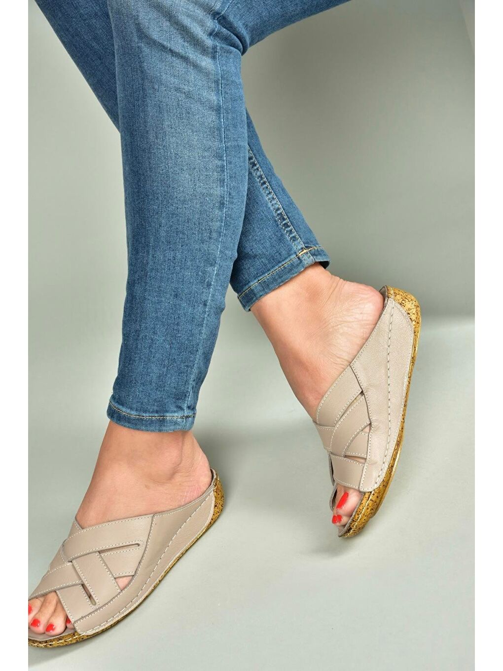 Bej Vizon Kadın Terlik U5551234-1