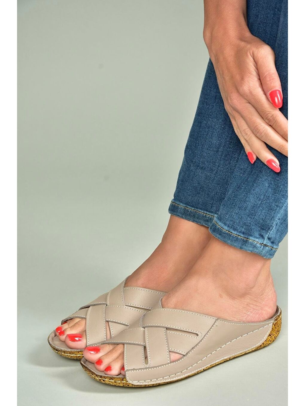 Bej Vizon Kadın Terlik U5551234-3