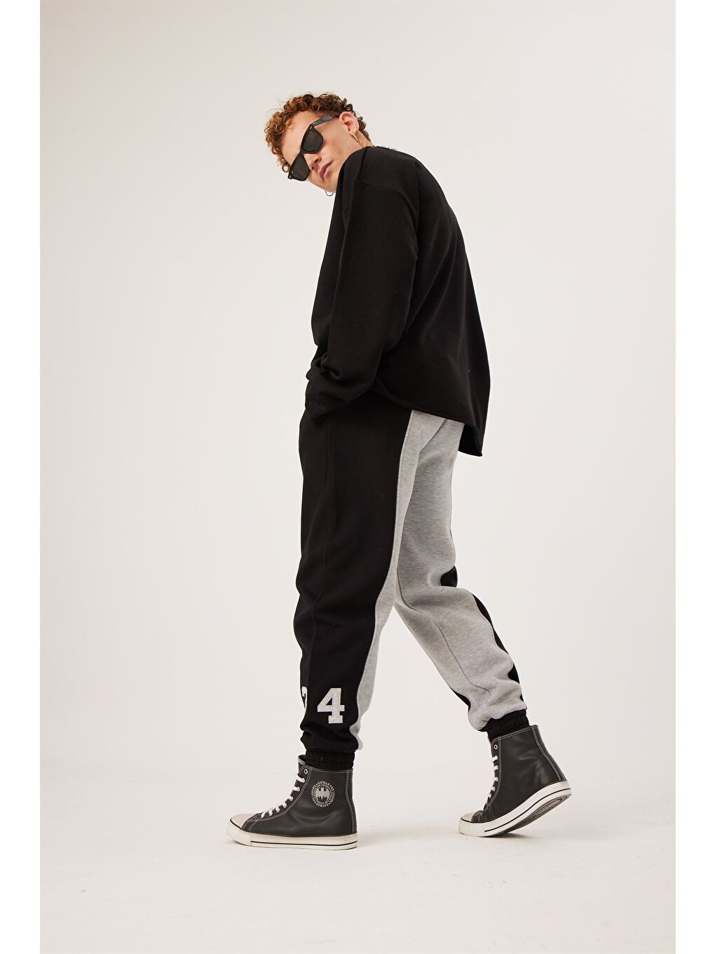 Erkek Rahat Kesim 34 Siyah-Gri Eşofman Alt-2