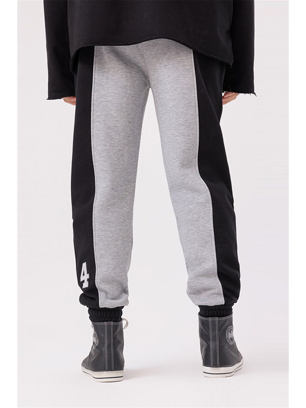 Erkek Rahat Kesim 34 Siyah-Gri Eşofman Alt-3