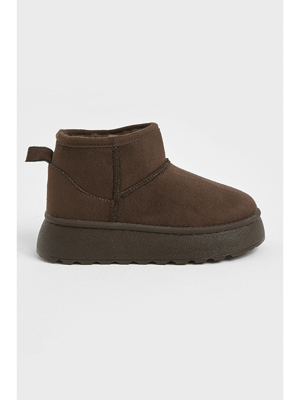 Kahverengi Çocuk Unisex Kahve Kalın Poli Taban İçi Kürklü Süet Görünümlü Günlük Bot-4