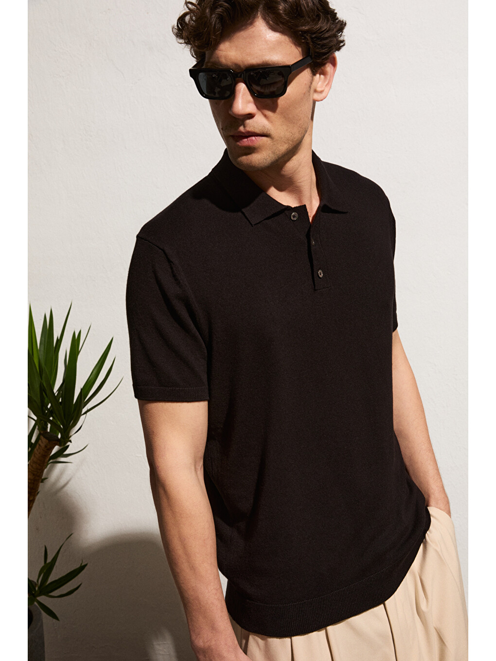 Siyah VESTO Erkek Triko SİYAH Polo Yaka T-shirt-1