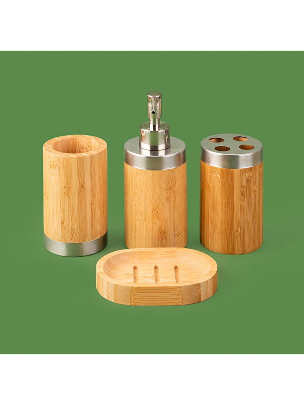 Evidea Bath Bambu 4'lü Banyo Aksesuar Seti - Bej - 3