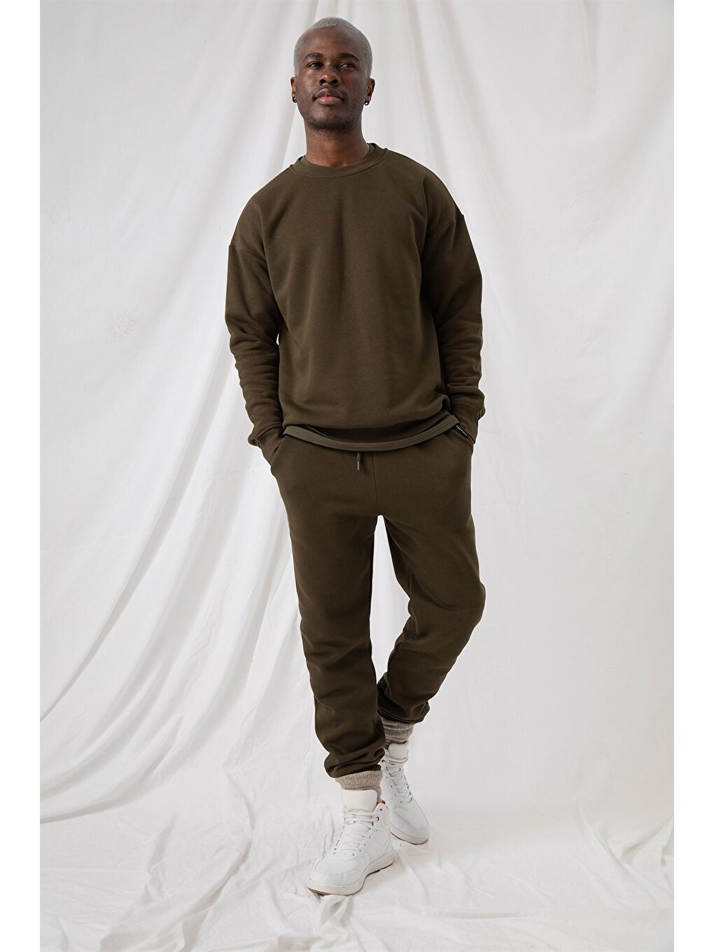 Erkek Vibe Oversize Haki Sweatshirt-4