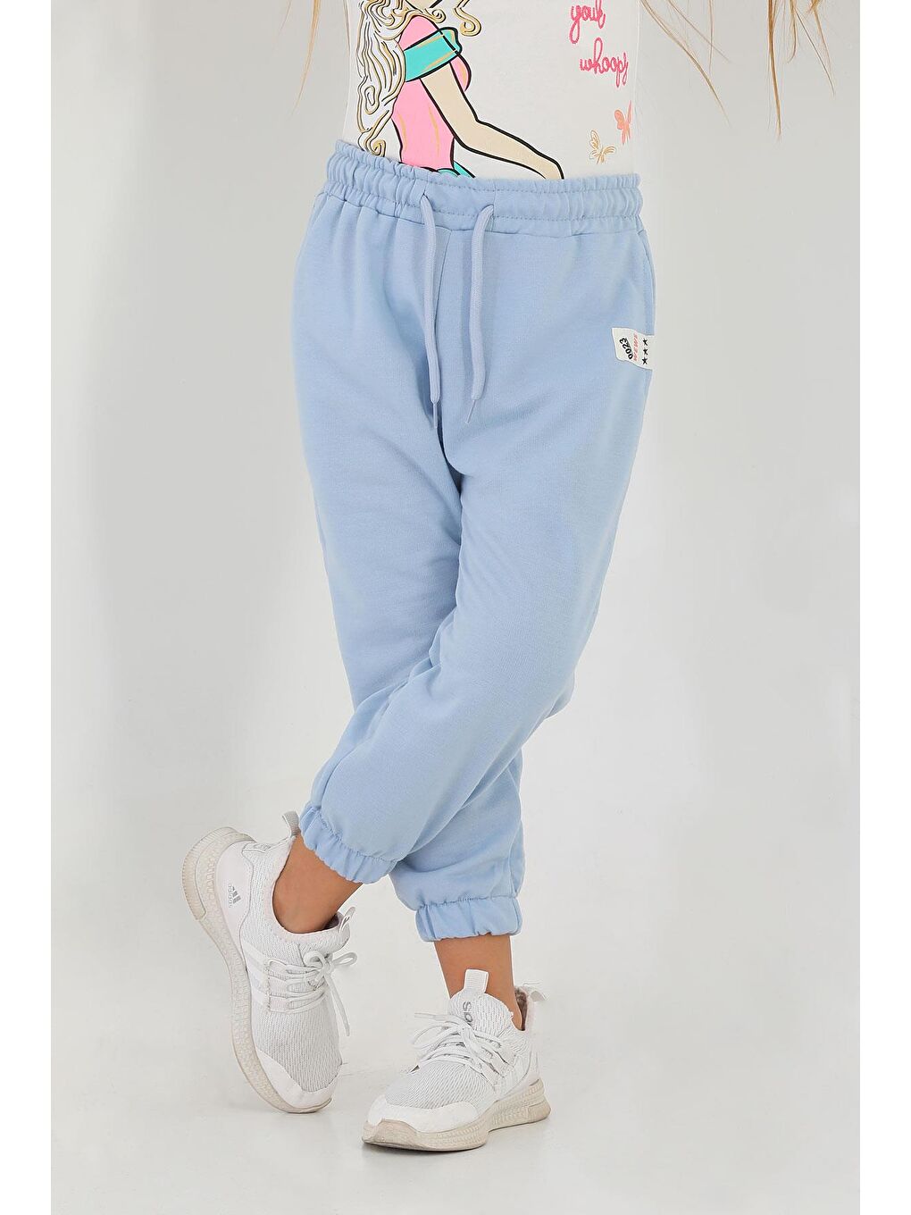 Belı Lastikli Ceplı Mavi Renk Kız Çocuk Esofman Tek Alt