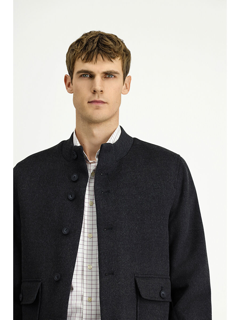 Antrasit Slim Fit Dar Kesim Mevsimlik Spor Bomber Mont Mont-5