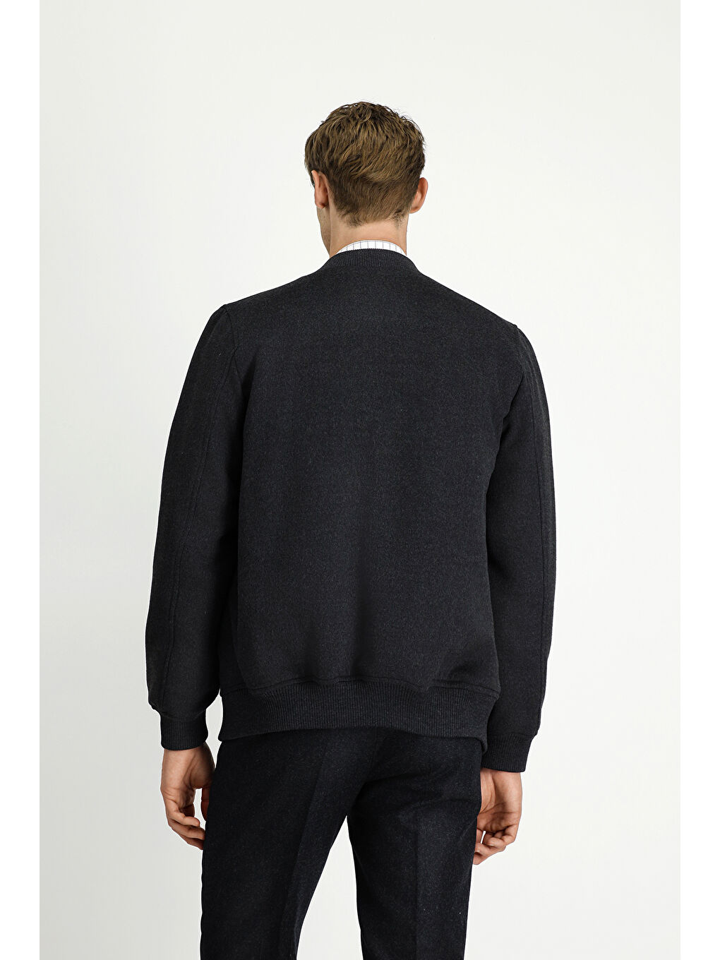 Antrasit Slim Fit Dar Kesim Mevsimlik Spor Bomber Mont Mont-6