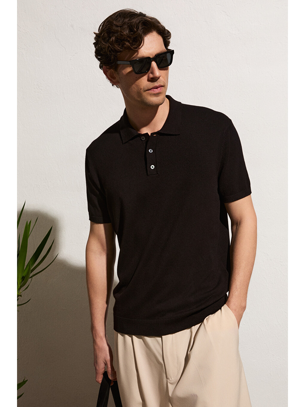 Siyah VESTO Erkek Triko SİYAH Polo Yaka T-shirt-2