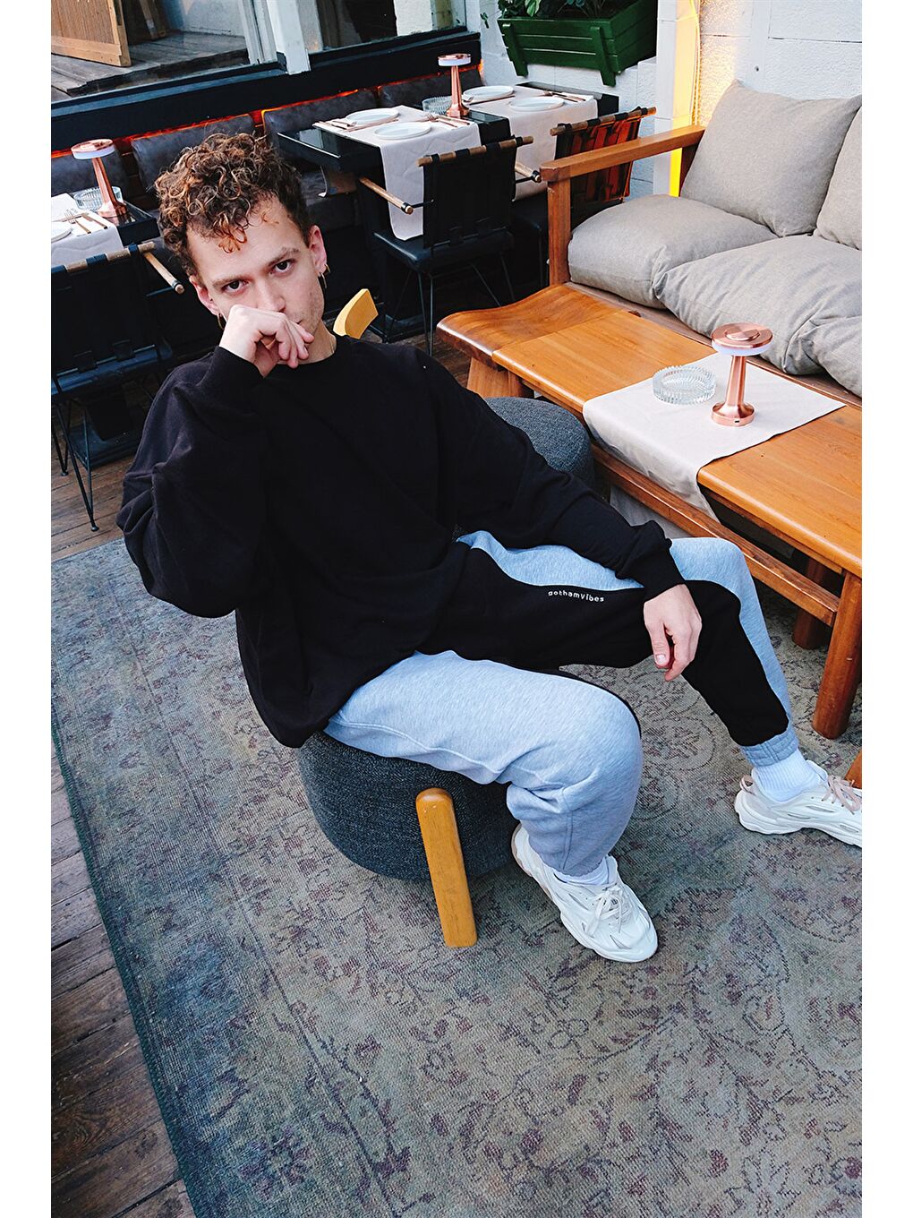 Erkek Rahat Kesim 34 Gri-Siyah Eşofman Alt-2