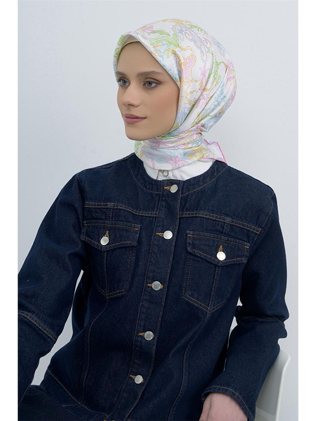 Karışık Saf İpek Twill Eşarp 9545D 01