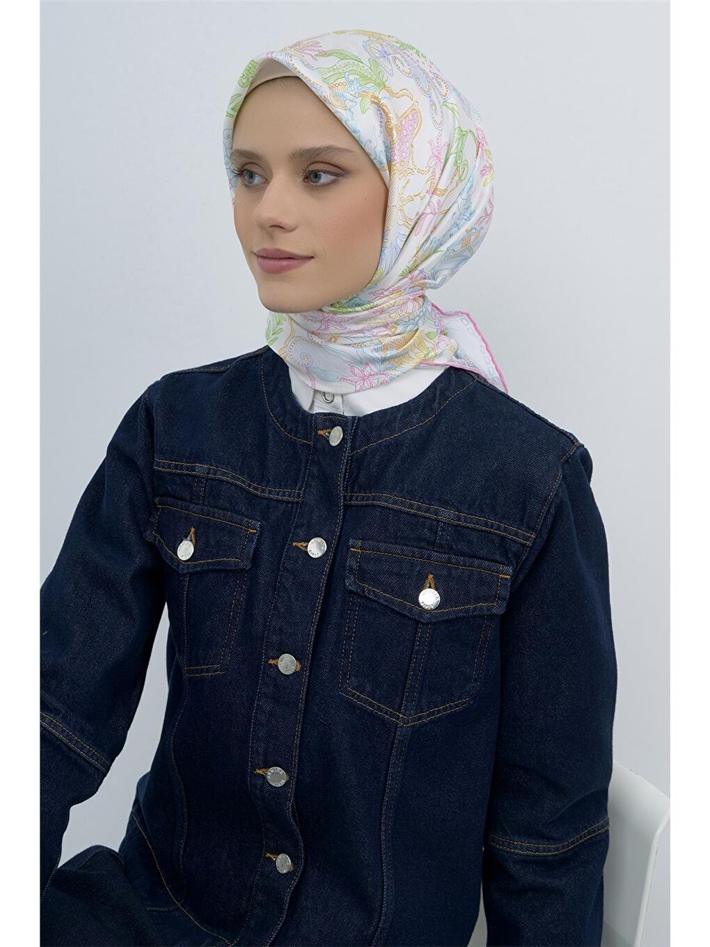 Karışık Saf İpek Twill Eşarp 9545D 01-2