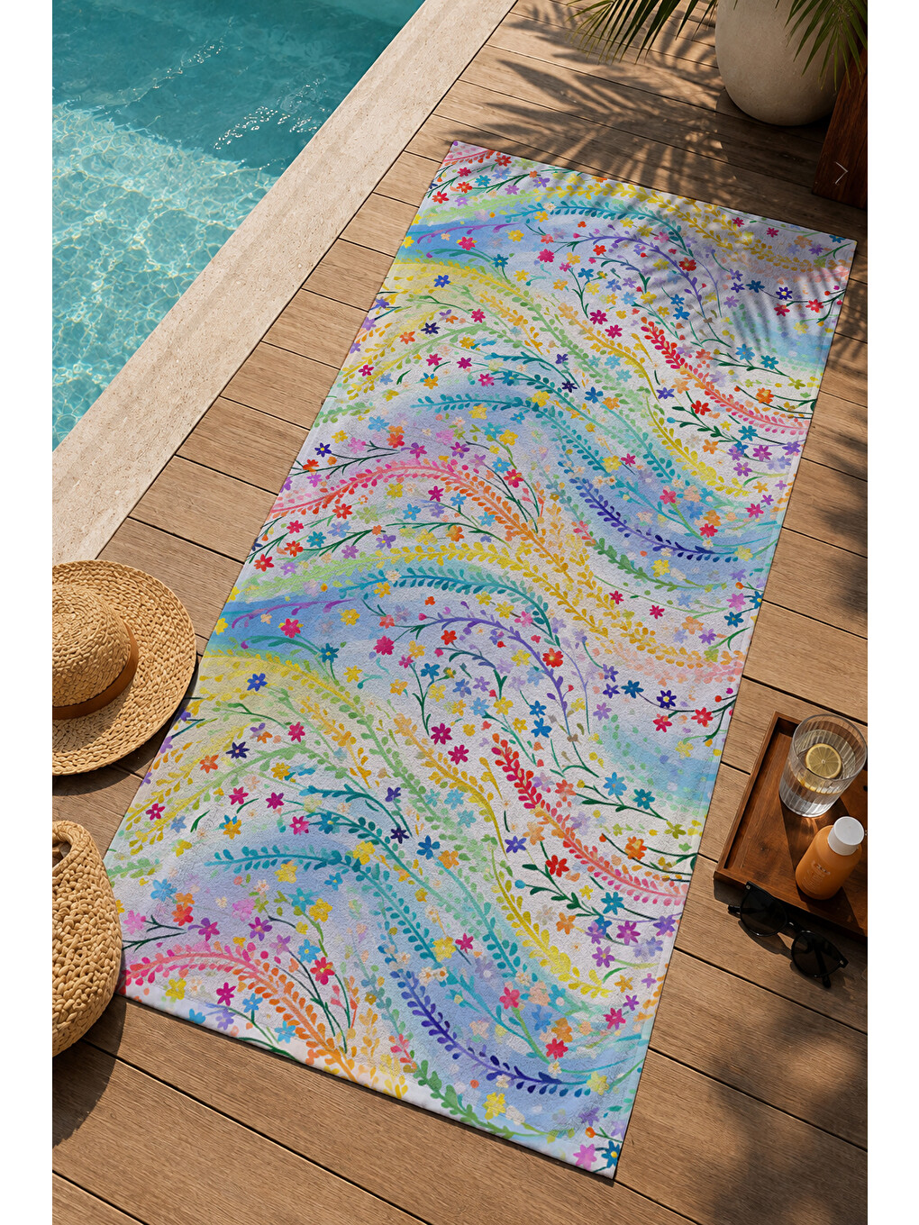 Pembe Renkli Bohem Mandala Dalga Desenli 70x150 Cm Dijital Baskılı Plaj Ve Banyo Havlusu-2
