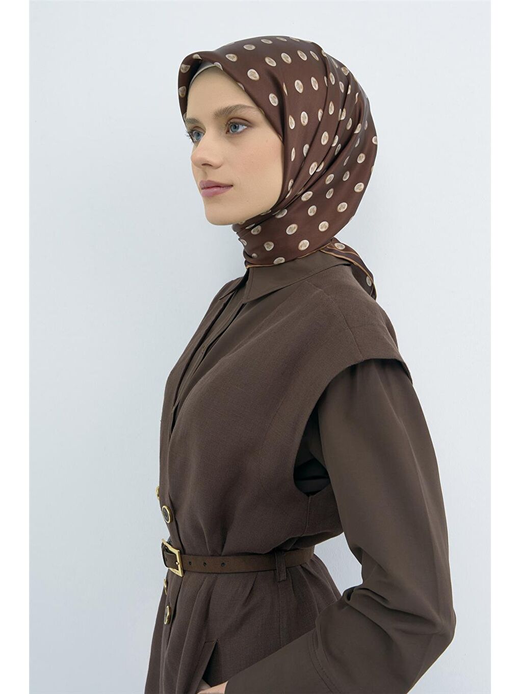 Kahverengi Saf İpek Twill Eşarp 9544D 83-1