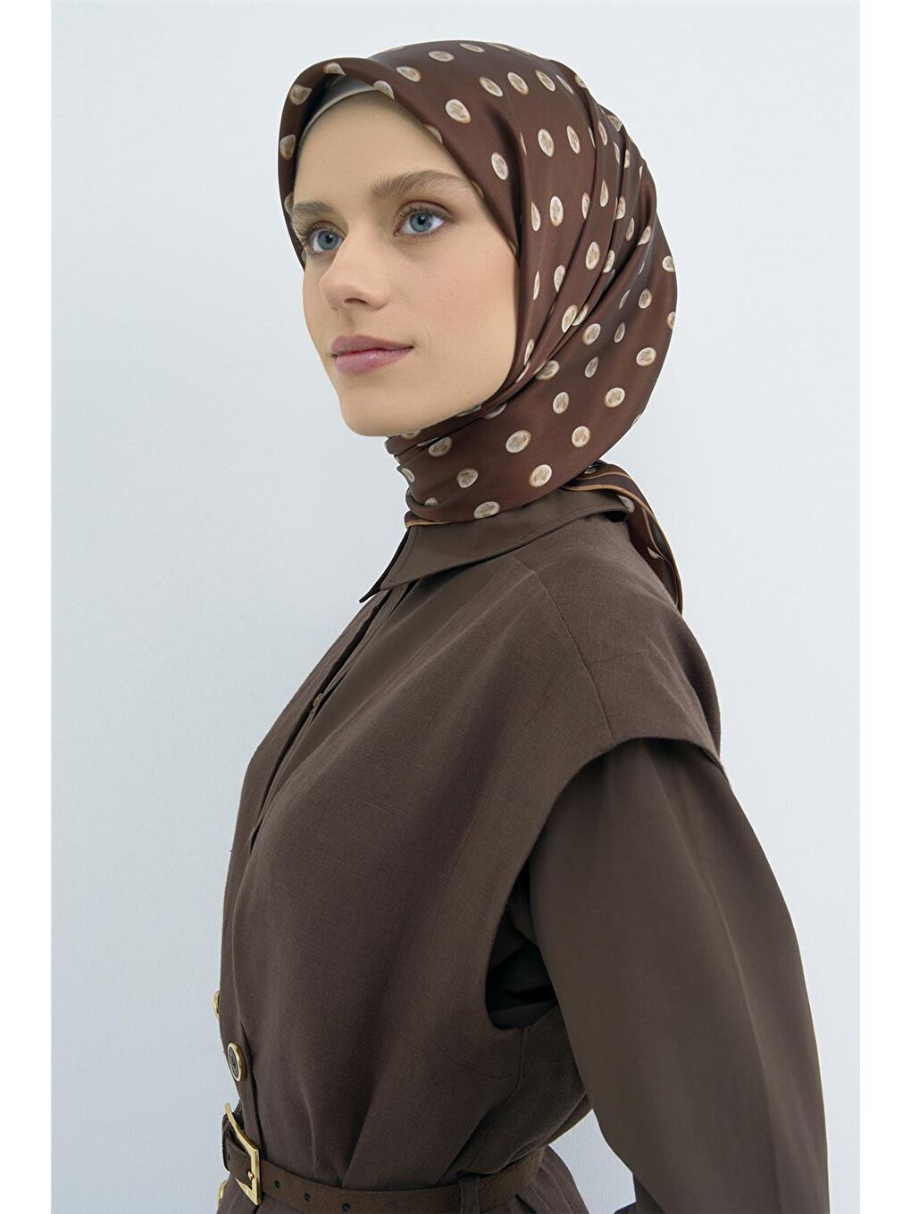 Kahverengi Saf İpek Twill Eşarp 9544D 83-2