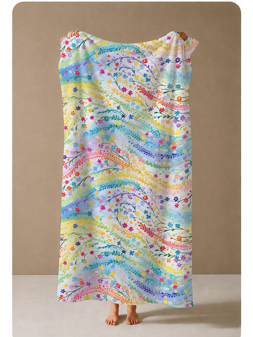 Pembe Renkli Bohem Mandala Dalga Desenli 70x150 Cm Dijital Baskılı Plaj Ve Banyo Havlusu-3