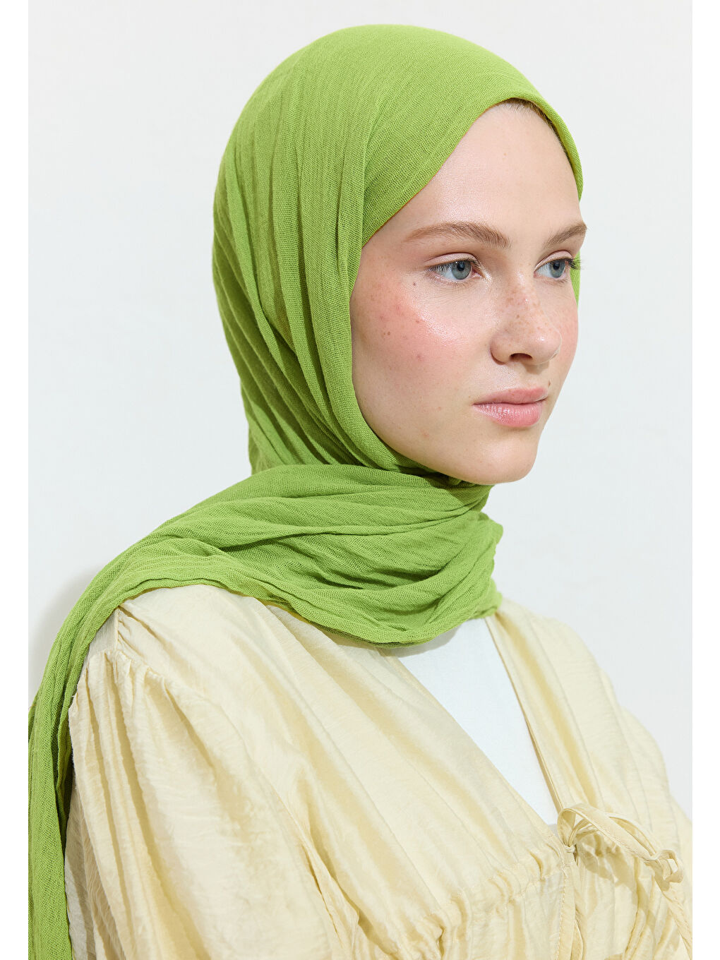 Yeşil PAMUKLU KETEN ŞAL MATCHA LATTE-1