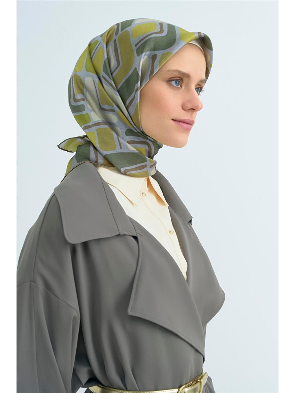 Yeşil Saf İpek Twill Eşarp 9504d 32-2