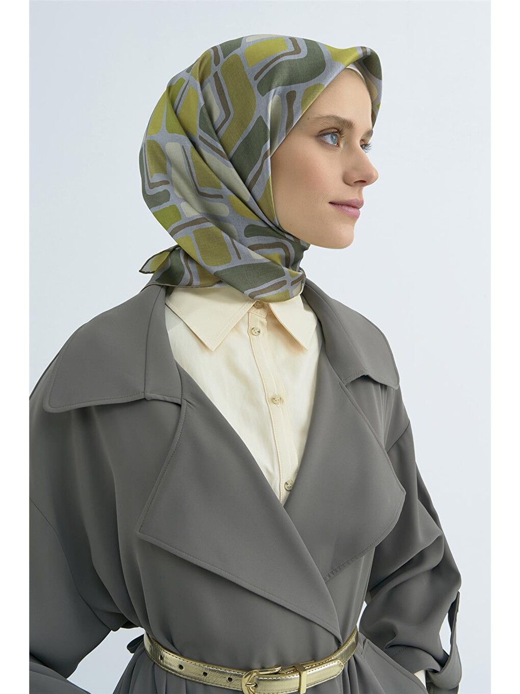Yeşil Saf İpek Twill Eşarp 9504d 32-3