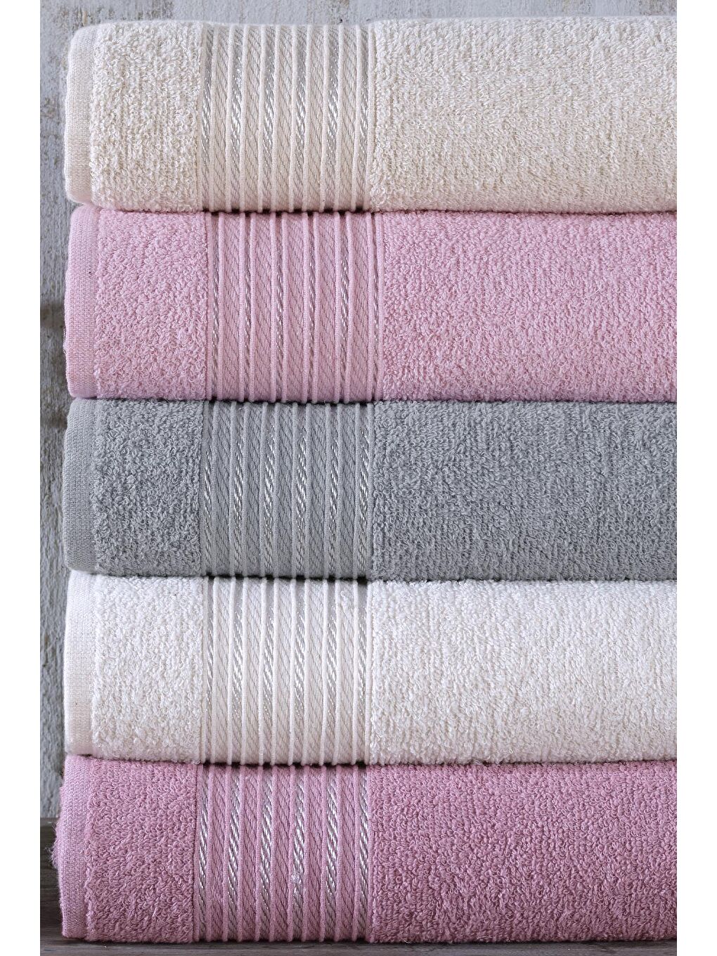 Zeynep Tekstil Pembe Range | 5'li 50x90 cm El&Yüz Havlu Seti - 1