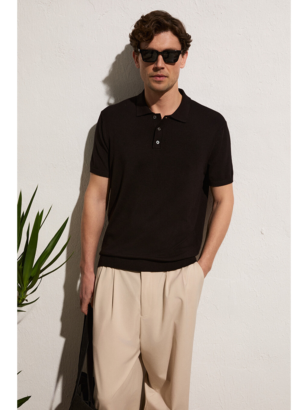Siyah VESTO Erkek Triko SİYAH Polo Yaka T-shirt-3