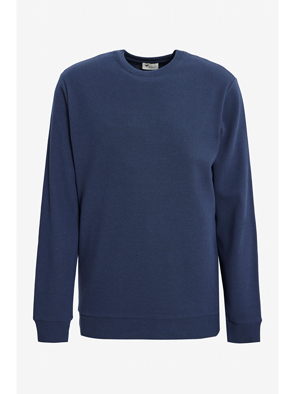 Erkek Lacivert 2 İplik Sıcak Tutan Standart Fit Normal Kesim Bisiklet Yaka Dokulu Sweatshirt-5