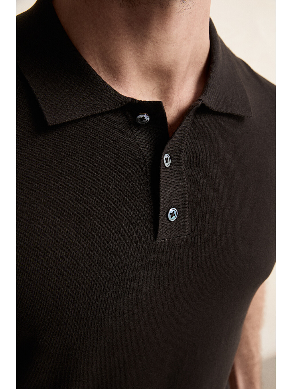 Siyah VESTO Erkek Triko SİYAH Polo Yaka T-shirt-4