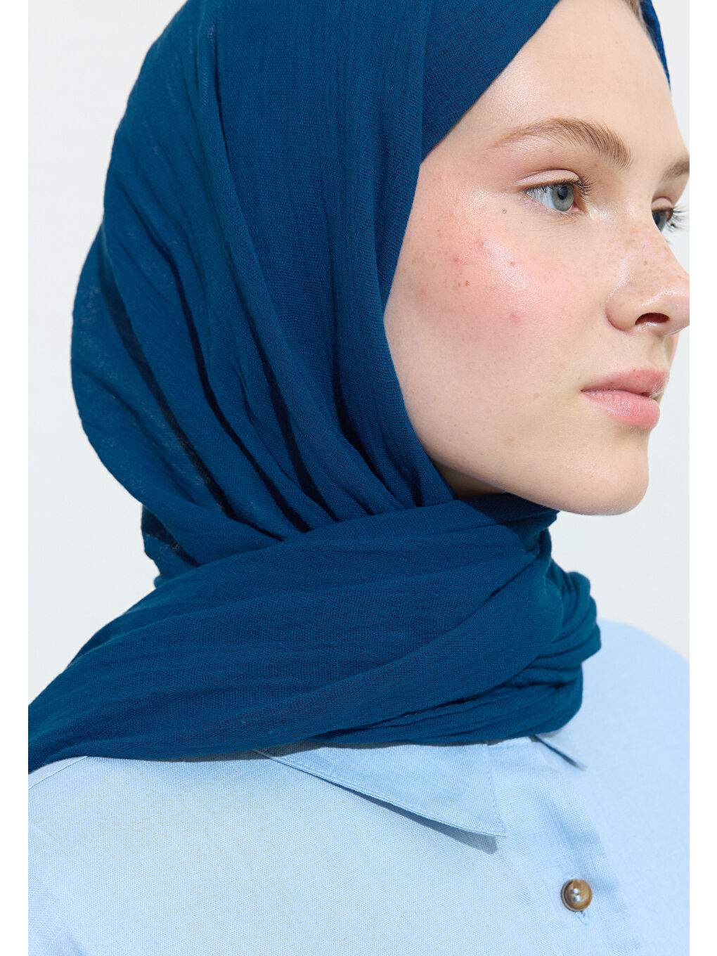 Lila PAMUKLU KETEN ŞAL BLUE SPIRULINA-2