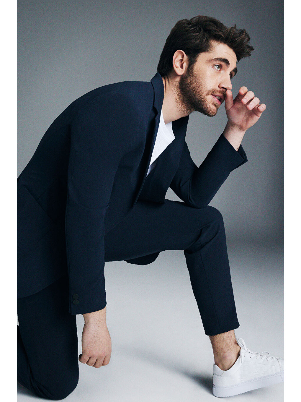 Lacivert Performans Suit Slim Fit Düz Takım Elbise-1