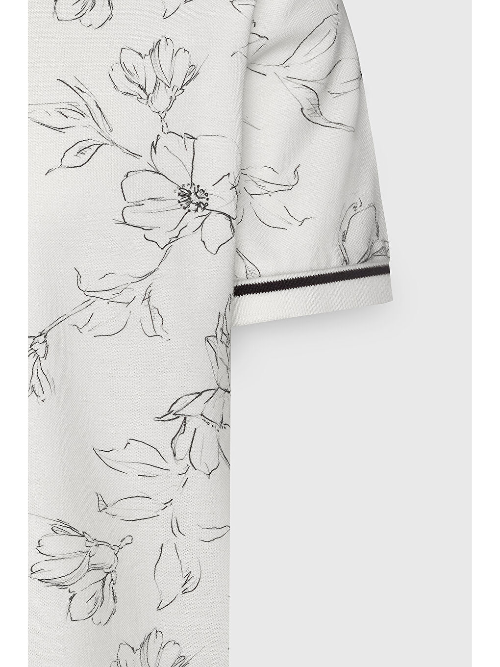 Erkek Beyaz-Lacivert Slim Fit Dar Kesim %100 Pamuk Çiçek Baskılı Polo Yaka Tişört-7