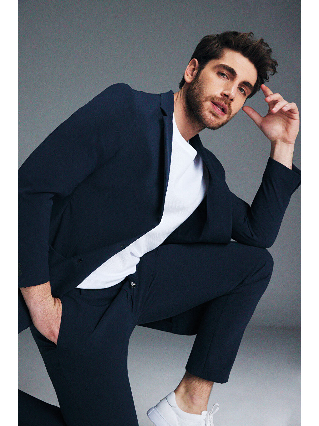 Lacivert Performans Suit Slim Fit Düz Takım Elbise-3