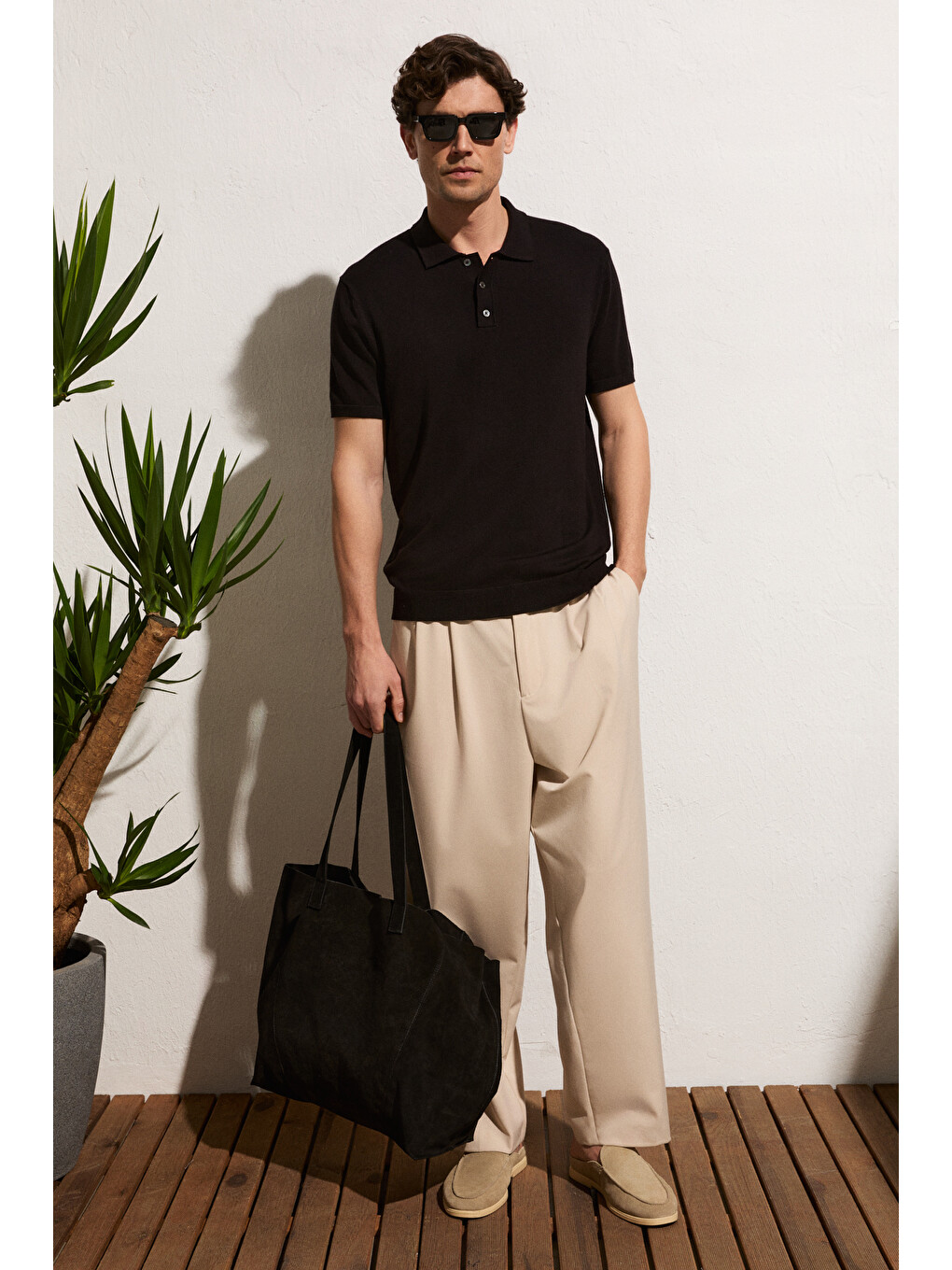 Siyah VESTO Erkek Triko SİYAH Polo Yaka T-shirt-5