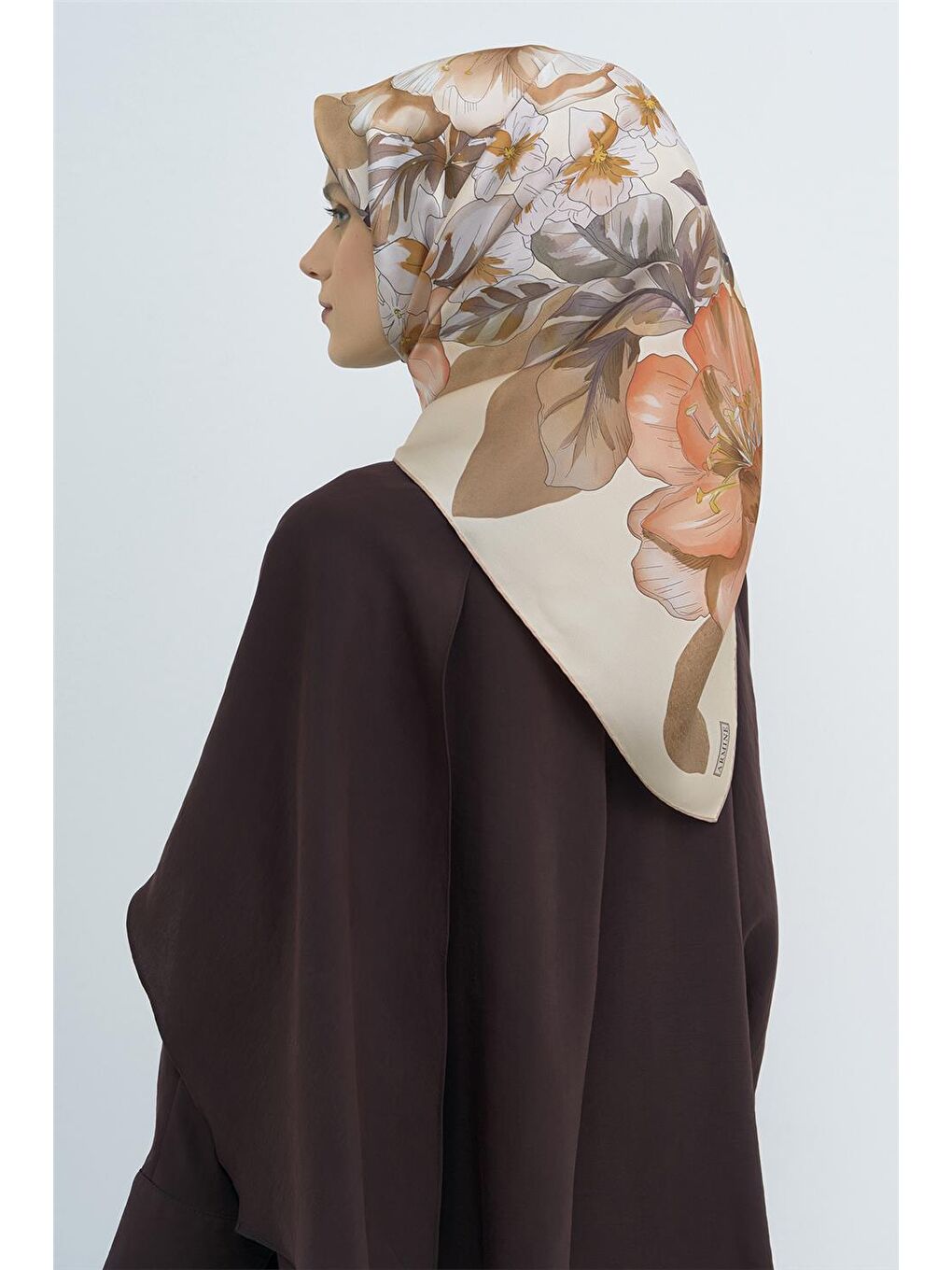 Kahverengi Saf İpek Twill Eşarp 9529D 33-2