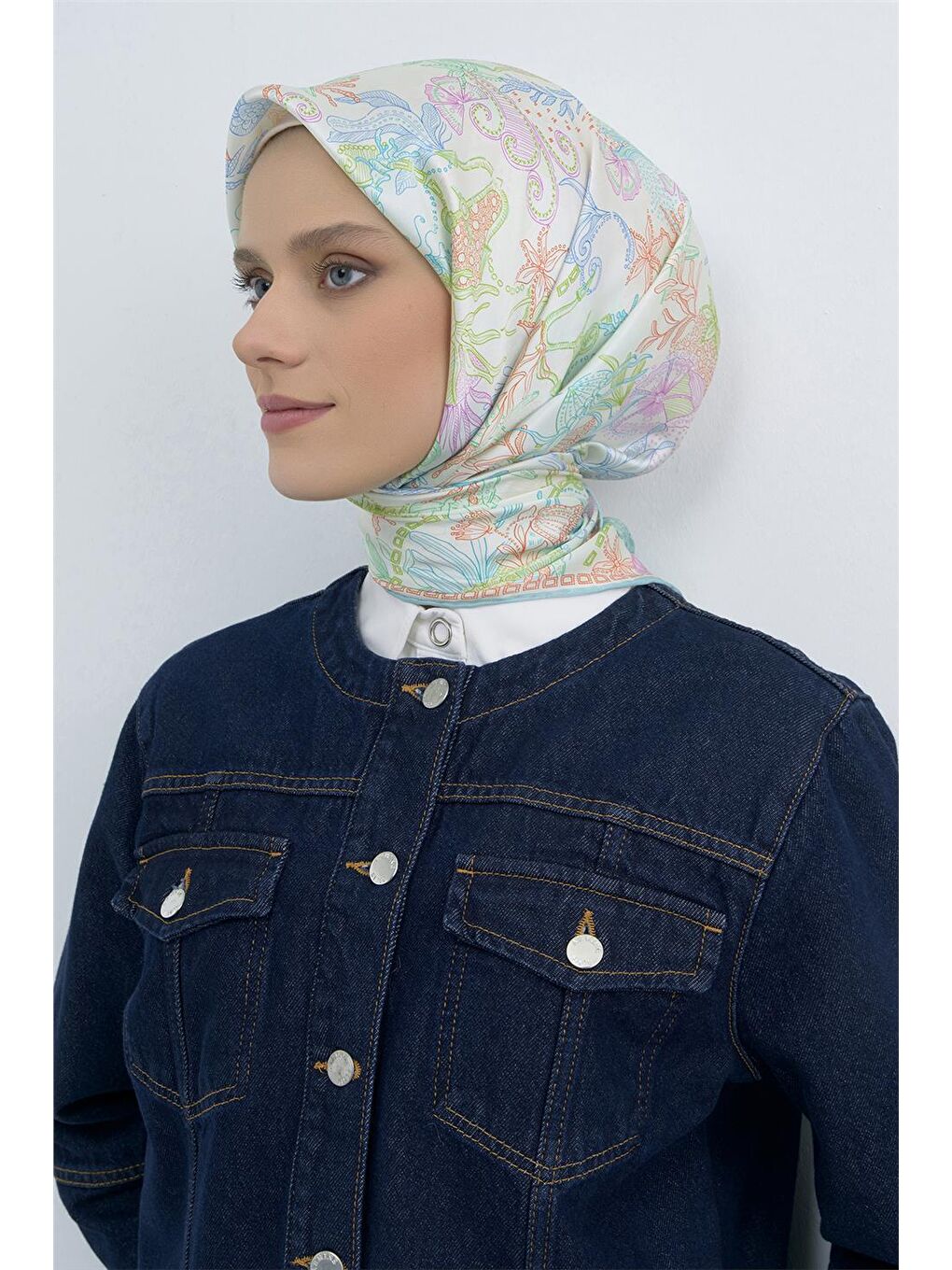 Karışık Saf İpek Sura Eşarp 9545D 84-1