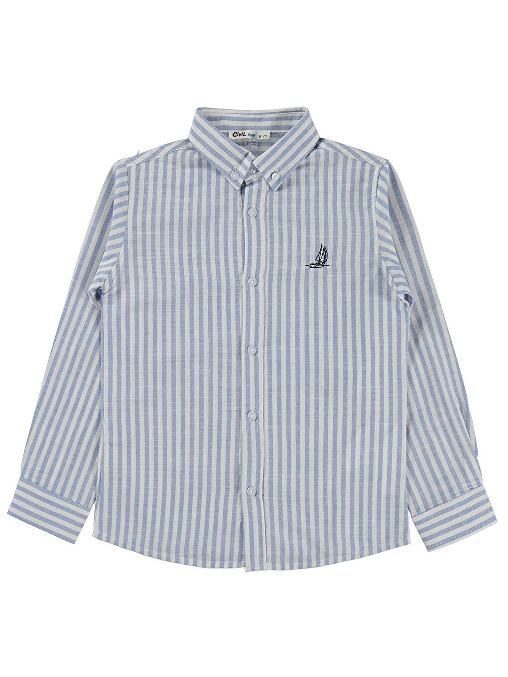 Boys Nakışlı Gömlek 6-9 Yaş Gömlek - Mavi 9-10 Yaş