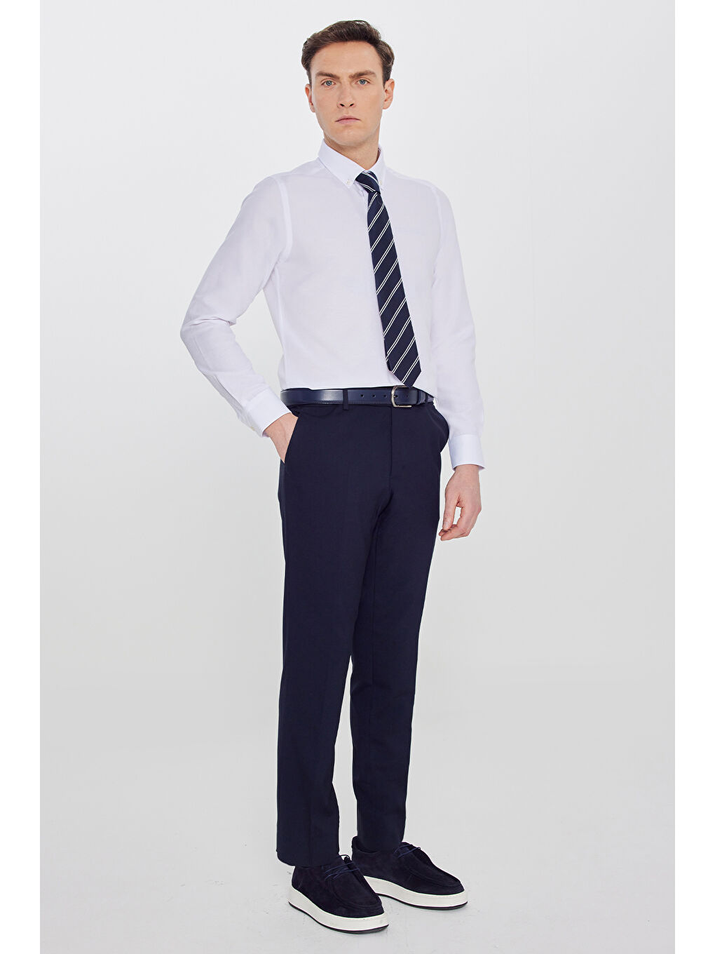 Erkek Lacivert Pamuklu Slim Fit Dar Kesim 5 Cepli Esnek Casual Pantolon-2