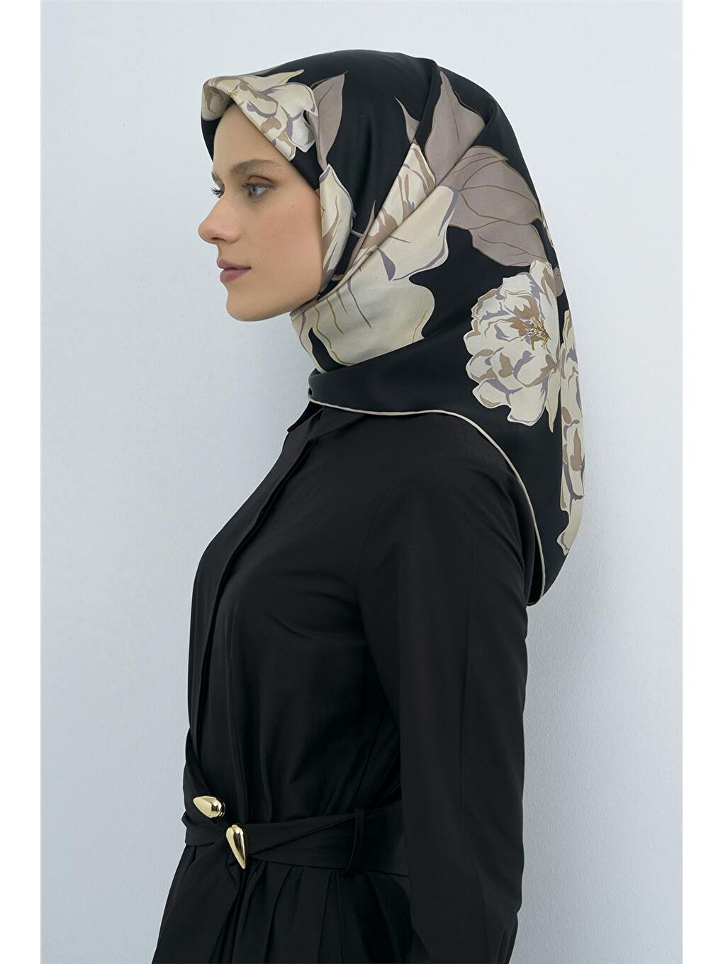 Siyah Saf İpek Twill Eşarp 9509D 09-1