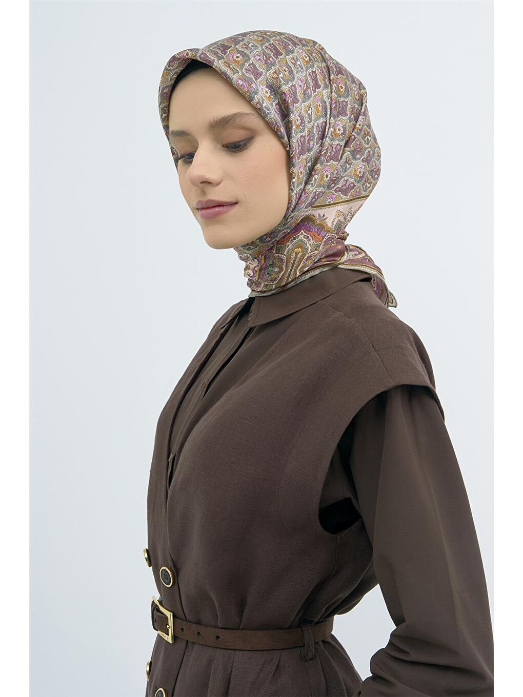 Karışık Saf İpek Twill Eşarp 9518D 32-1