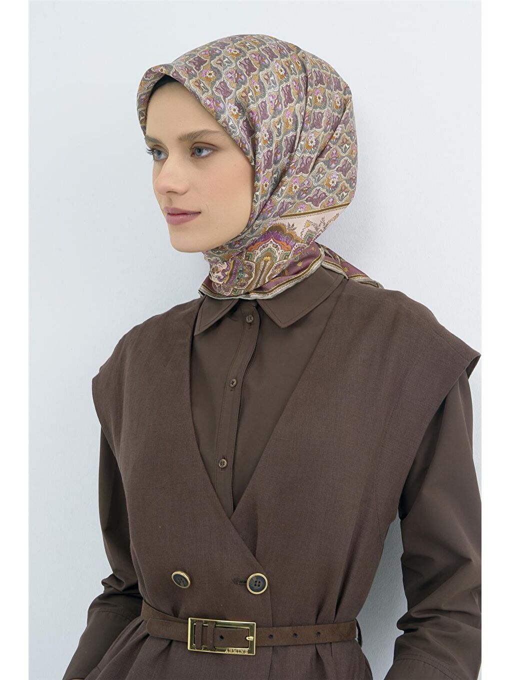 Karışık Saf İpek Twill Eşarp 9518D 32-2